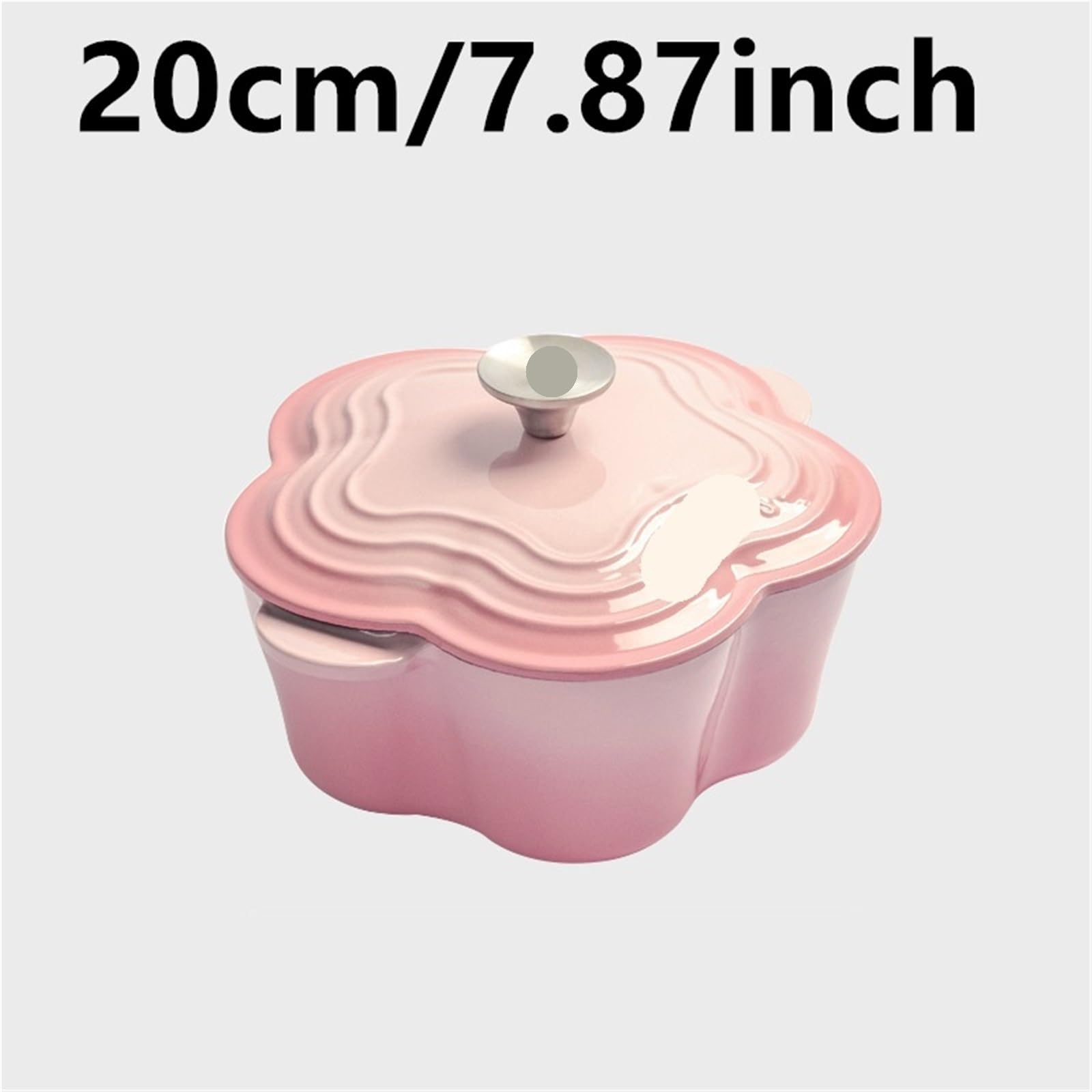 Cacerola Olla esmaltada Binaural for Horno de Hierro Fundido con pétalos de 20cm for Hornear Pan y cazuela, estofado con Tapa for Todas Las Fuentes de Calor para Cocinas