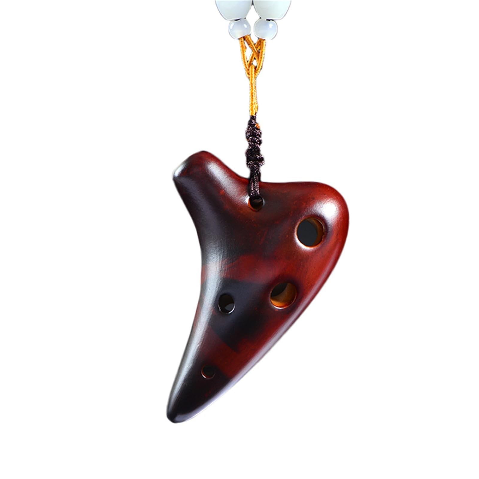 Ocarina Mini Ocarina Super Treble F Tune SSF Collana 6 Fori Affumicato Crack Semplice Strumento Musicale(Brown)