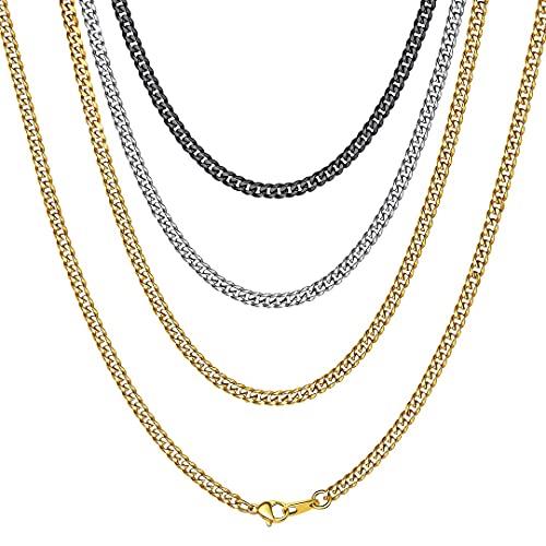 ChainsHouse Collares Corto 45cm Cuello para Mujeres Hombres Cadenas Acero Cubanas 3mm