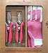 Produktbild Garten-Set Damen Leder Garten-Handschuhe und Mini-Gartenschere Bypass und Rasentrimmer Damen Gartenschere. Das Beste Garten-Geschenk für Damen. - (Handschuhe Größe Medium).