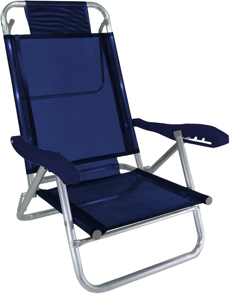 Cadeira de Praia Alumínio Reforçada 5 Posições Banho de Sol Marinho Zaka 120 KG