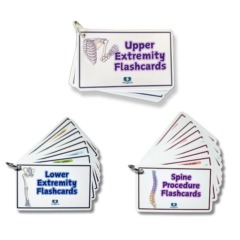 Image of Radiology Flashcard Set (Spine, Upper, Lower) | Xray Positioning Guide | 3 Oblique Rules & Specialty Views | Rad Tech Student Essentials & Gifts (Radiology Flashcard Set [Spine, Upper, Lower])