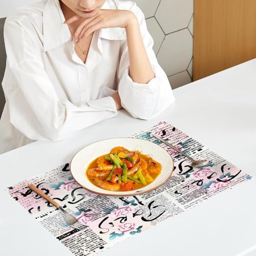 Lot de 6 sets de table antidérapants Paris roses résistant chaleur - 7