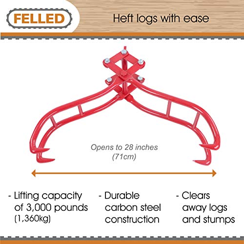 Felled Timber Claw Hook, 28In - Log Lifting Tongs Heavy Duty Grapple Timber Claw, Lumber Skidding Tongs Logging Grabber #TOP3