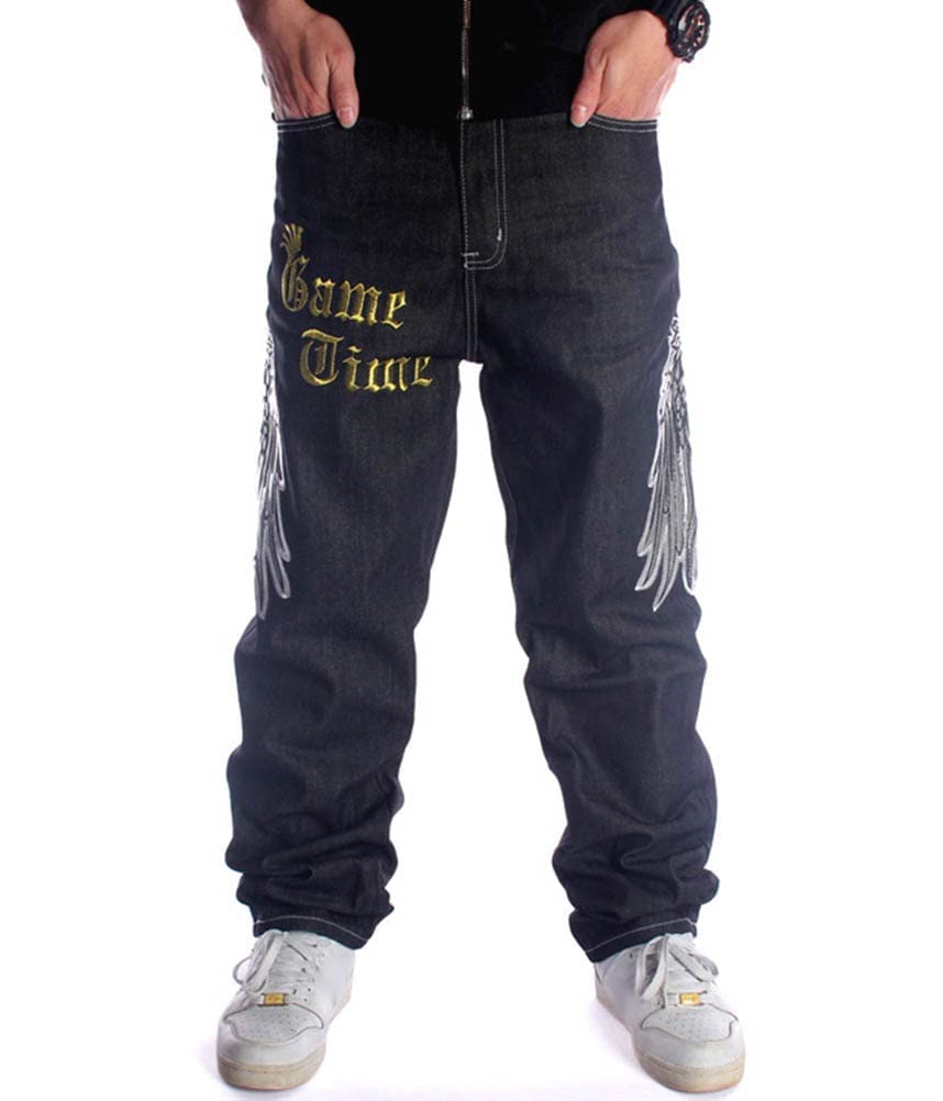 Onsoyours Vaqueros Holgados Estilo Hip Hop Grafiti De época Pantalones Estampados Bordados Hip Hop Street Dance Pantalones