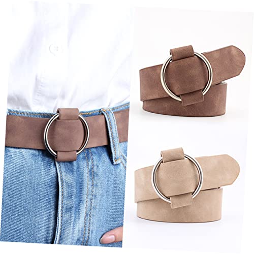 2Pcs Women Wide Belt No Needle Round Pin Buckle PU Leather Waistband Black Coffee Stylish Solid Girdle for Fashionable Outfits2