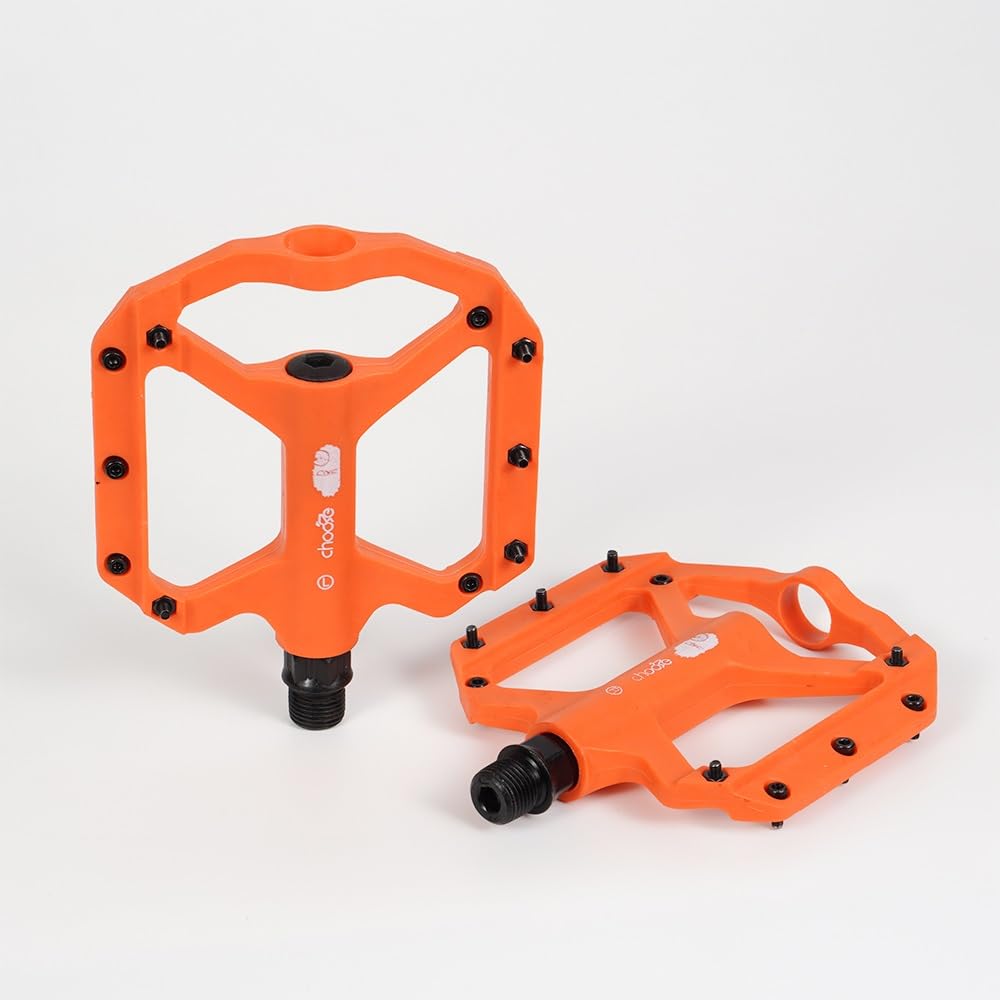 JIASHUNHE Bike Pedals Bicycle Pedals 9/16" BMX Mountain Bike Foot Pedal Nylon For MTB Road Non-slip(Nylon Orange)