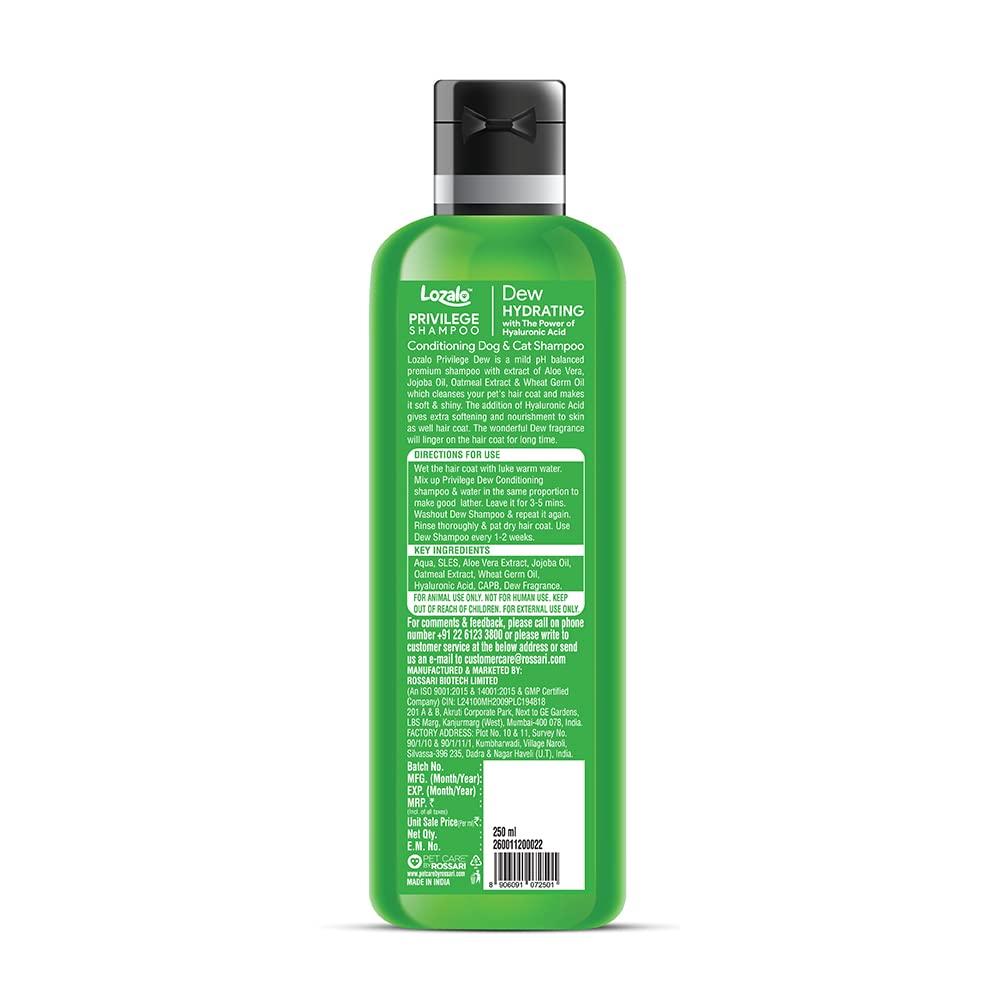 Lozalo Privilege Conditioning Shampoo 250 ml - Conditioning Dog & Cat Shampoo (Dew)