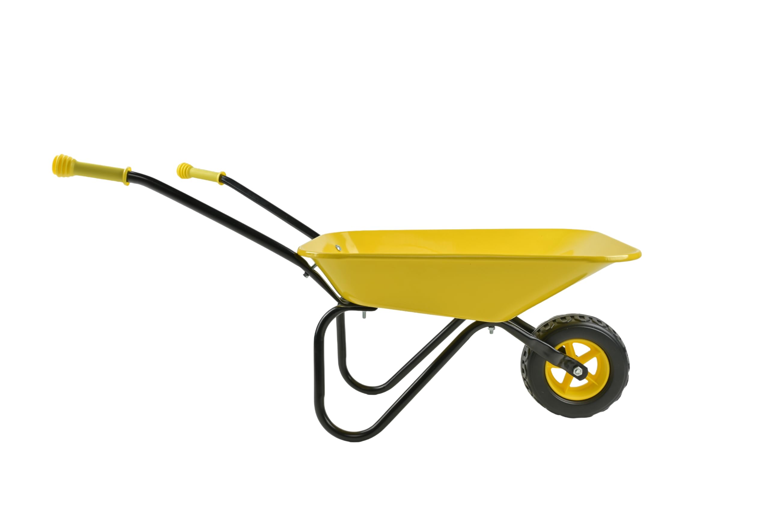 ASC Carretilla de metal para niños, color amarillo/negro, juguete, granja, jardinería