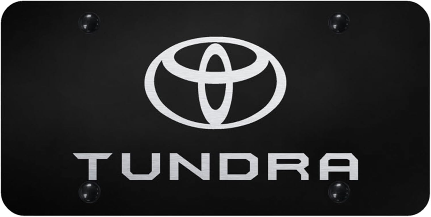 Au-TOMOTIVE GOLD Laser Etched Logo License Plate for Toyota Tundra (Black)