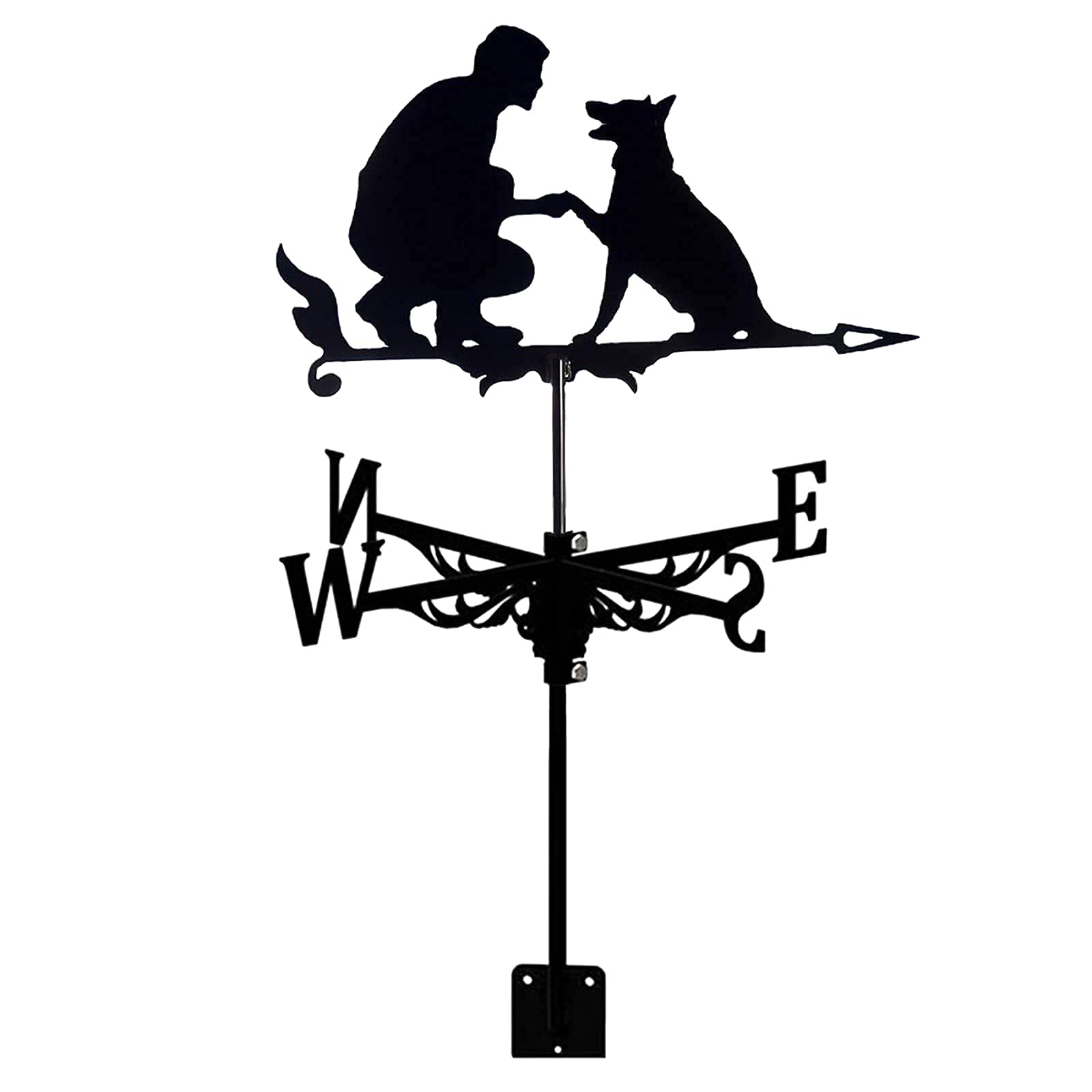 TAXXII Weather Vane Man and Dog Sculptures Garden Weathervane Wind with Coating Yard Decorative Direction Indicator