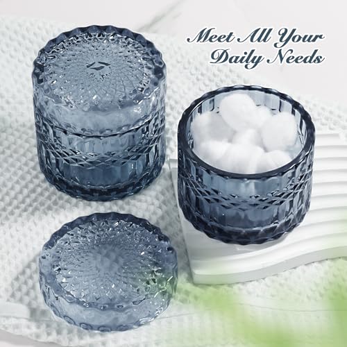 Blue Bathroom Accessories 4Pcs, Diamond Glass Bathroom Accessory Set, Bathroom Set with Soap Dispenser, Blue Bathroom Decor with Toothbrush Holder, Qtip Holder for Bathroom, Countertop - Image 7