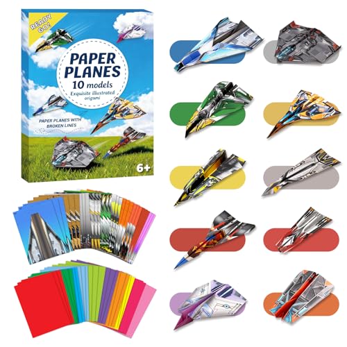 hapray 60 Sheets Paper Airplane Kit Paper Plane with Origami Book & Video