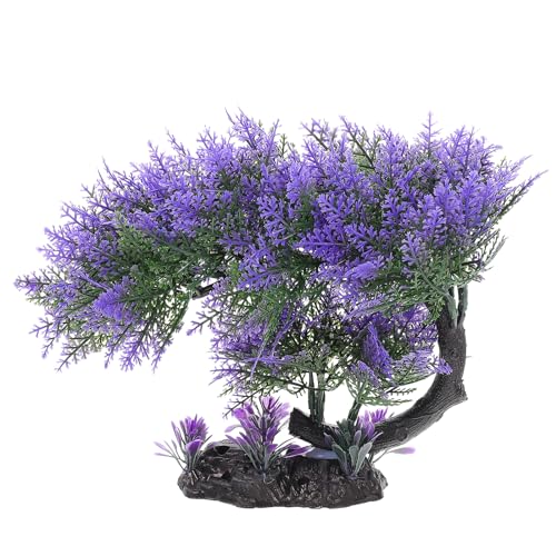 Image of Ipetboom 1PC Aquarium Plants Fish Tank Decoration Artificial Fish Tank Decorations for Household and Office Aquarium Simulation Fish Tank Accessories Aquarium Ornament Fake Purple Bonsai