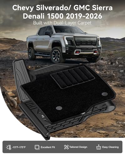 Image of 3W Floor Mats & Front Carpet for 2019-2026 Chevy Silverado /GMC Sierra 1500