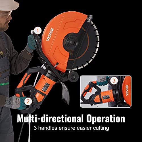 Vevor Electric Concrete Saw, 16 In, 3200 W 15 A Motor Circular Saw Cutter With Max. 6 In Adjustable Cutting Depth, Wet Disk Saw Cutter Includes Water Line, Pump And Blade, For Stone, Brick #TOP5