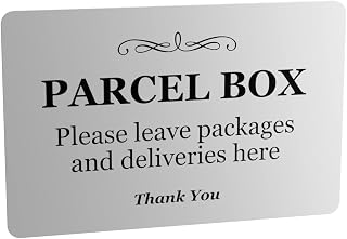 Parcel Box Sign - Metal | Aluminium with Adhesive Backing | Notice for Deliveries, Mail Box, Packages, Post, Mailman | Information Sign | Don't Lose Your Parcel Ever Again