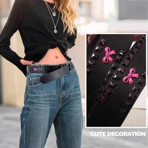 Yalice Black Y2K Belt for Women Cowgirls Leather Belt Punk Buckle Waist Belts for Jeans Pants Dresses3