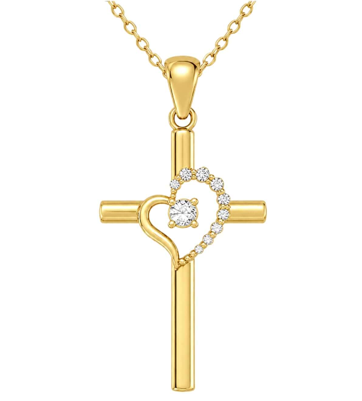 14K Gold Cross Necklace for Women Christian Catholic Religious Jewelry Gift Minimalist Cross Pendant Confirmation Birthday Gift for Wife Mom Girlfriend