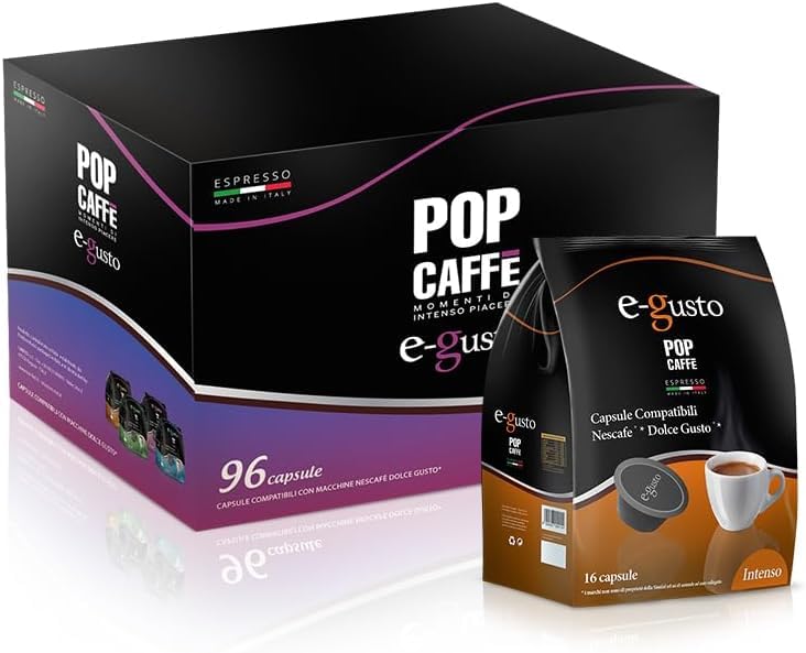 192 POP CAFFE INTENSO Capsule compatibili con Dolce Gusto - POP CAFFE E-GUSTO miscela INTENSO compatibile con Macchine Espresso Nescafé Dolce Gusto – 12 Sacchetti da 16 *