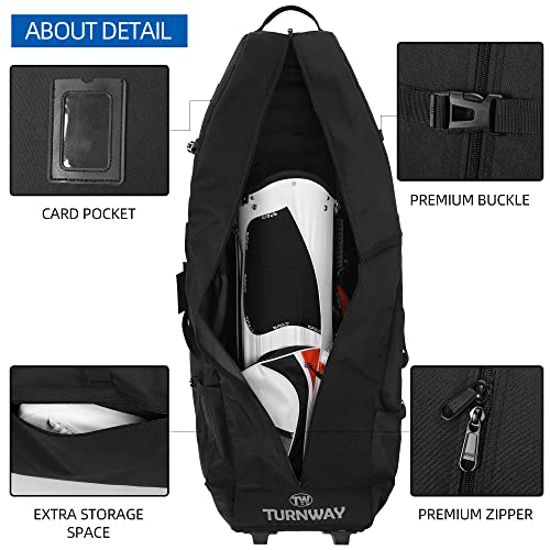 TurnWay Foldable Padded Golf Travel Bag, Heavy Duty 900D Polyester Golf Club Bag Waterproof Golf Carry Bag Cart Bag with Wheels, Soft-Sided Spacial Size for Golf Gear Transportation(Black) - Thumbnail 4
