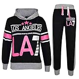 A2Z 4 Kids - Chándal para niñas, estampado con Los Angeles LA7, con capucha, de 7 a 13 multicolor Negro Y Gris 9-10 Años