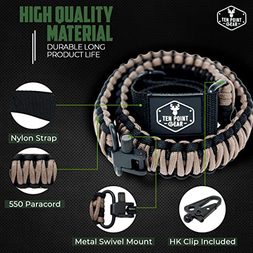 Ten Point Gear Gun Sling Paracord 550 Adjustible W/Swivels (Multiple Color Options) (Black & Coyote Brown) #TOP2