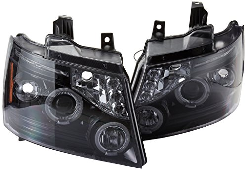 Spec-D Tuning 2LHP-AVA07G-TM Chevy Avalanche Glossy Black Housing Smoked Lens Halo Led Proj Headlights