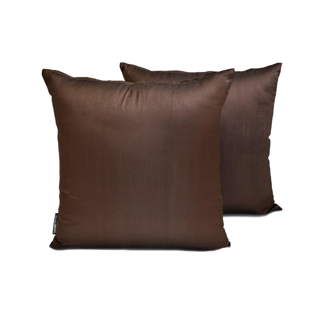 The HomeCentric Brown Art Silk Lumbar Cushion Covers 50x75 cm, Pack of 2 Solid Plain Luxury Accent Cushion Cover for Sofa, Couch, Bed, Living Room, Bedroom & Modern Home Décor - Dark Brown Luxury