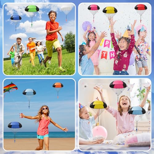 Yunsailing 25 Pcs Parachute Toys, Mini Army Men Parachute Toys for Kids, Flying Throwing Gifts Bulk for Easter Christmas Kids School Outdoor, No Battery Nor Assembly Required Gift (Solid Color,Daily)