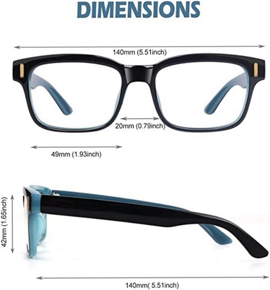 Blue Rectangular Non Prescription Clear Blue Light Glasses for Women and Men Unisex Eyeglasses (Blue and Black)