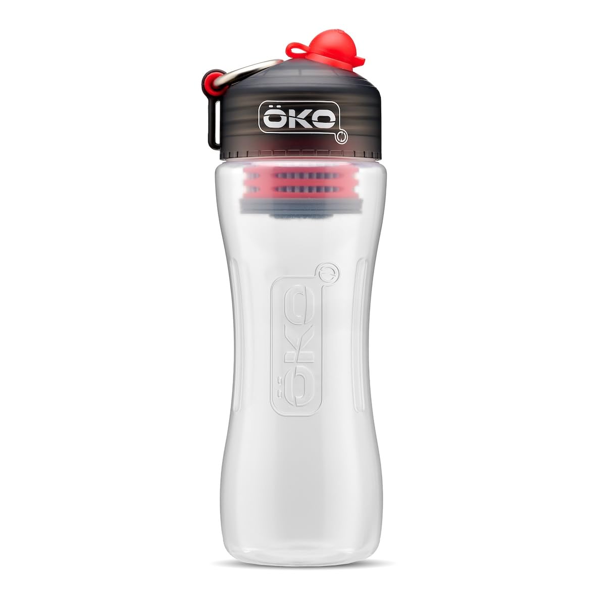OKO ÖKO - Advanced Water Bottle with Filter Derived from NASA Technology, Filtered Water Bottle for Travel, Outdoors, Hiking, Camping, 650 ML, Charcoal