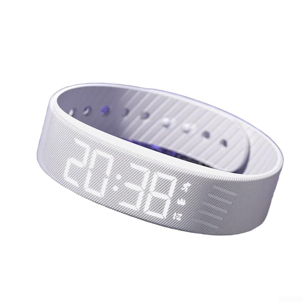 Vibrating Alarm Clock Watch for Heavy Sleepers - Multi-Function Digital Wristwatch with Step Counter - Water Resistant Sport Band for Running(White)