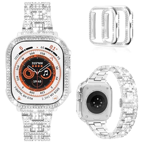 Mosonio Sparking Bands for Apple Watch with 49mm Case Women-Silver