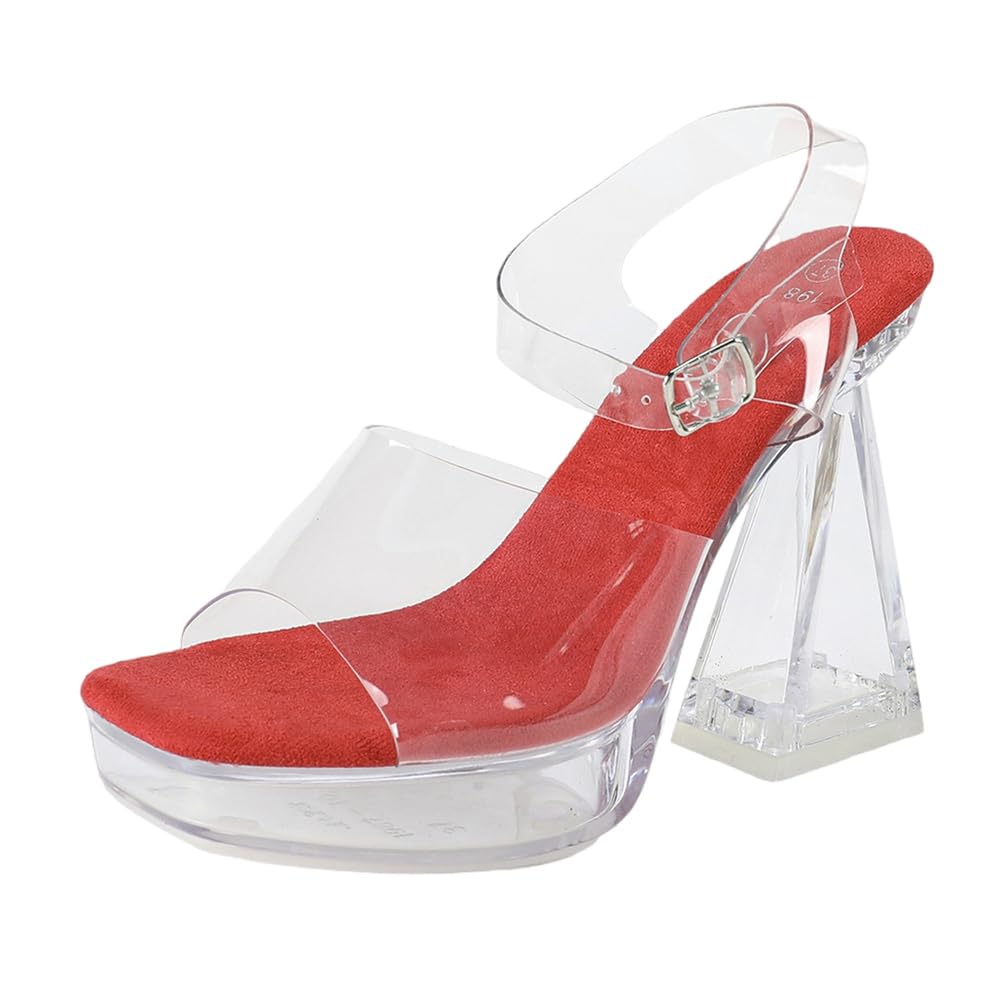Tacchi Alti da 12 cm da Donna | Sandali con Tacco Grosso, Punta Quadrata e Plateau Antiscivolo per Matrimoni in Spiaggia, Balli Nuziali e Serate in Discoteca
