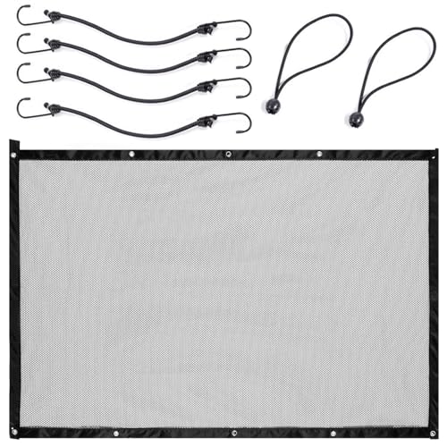poraceous Auto Hundenetz Sicherheitsnetz, Trennnetz Zwischen Haustier & Autofahrer, Verstellbare Auto Isolationsbarriere, Gepäcknetz Auto für Haustierschutz, für Meisten Fahrzeugtypen(115 x 62 cm)