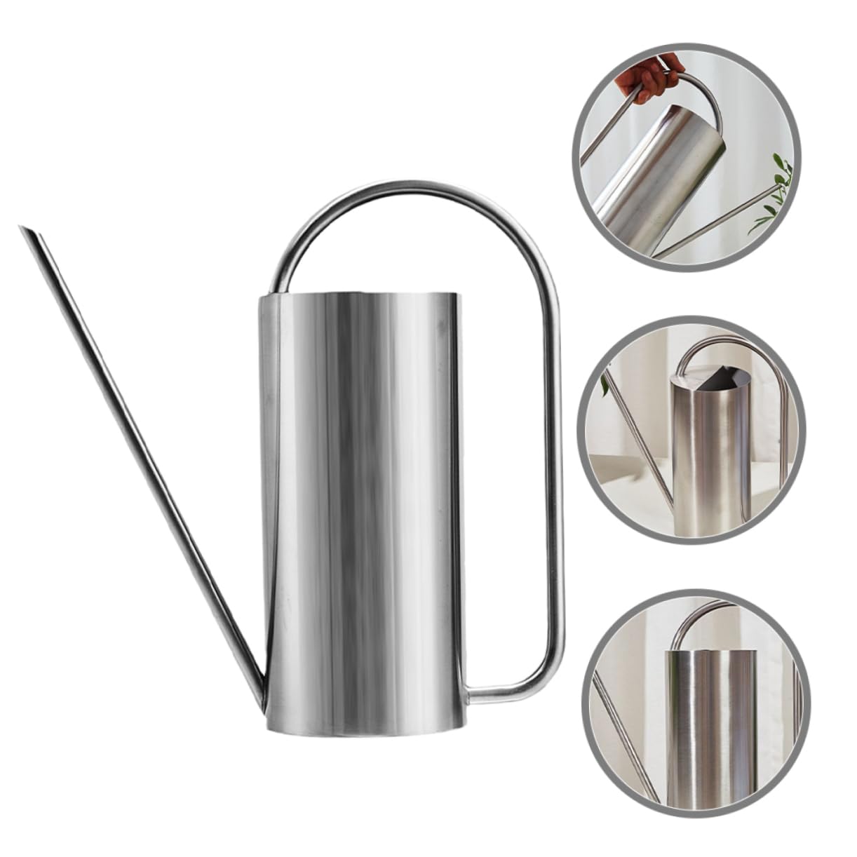 INOOMP Annaffiatoio in Acciaio Inox Con Beccuccio Lungo Vaso Per Annaffiare Piante Da Giardino e Fiori Resistente e Stabile Per Uso Prolungato