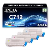HNEJA C712 Toner Cartridges for OKI C712 C712n C712dn Printer, High Yield 46507604 46507603 46507602 46507601 Toner Cartridge Replacement,4 Colors-1 Pack