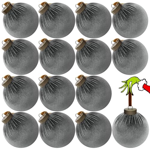 pdpdoc 15 Pcs Velvet Christmas Balls, 3.15" Large Velvet Christmas Ornaments Balls, Plastic Shatterproof Flocked Ornaments for Xmas Tree Holiday Party Decorations (B - Dusty Blue)