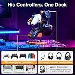 Solid Wood Controller Holder and Headphone Stand, Gaming Controller Stand for Desk, Dual Controller Organizer Rack, Fits Xbox, PS4, PS5, Gamepad, Headset Holder for Son, Husband, Boyfriend - Image 4