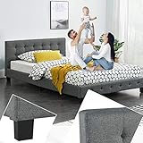 ✔️ Hochwertiges Möbelstück: Sorgfältige Materialauswahl und Verarbeitung für rundum positives Schlaferlebnis und Langlebigkeit; widerstandsfähiger und pflegeleichter Stoff-Bezug in dezentem Grau