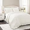 Lush Decor Reyna 3-Piece Ruffled Comforter Bedding Set with Pillow Shams, King, White