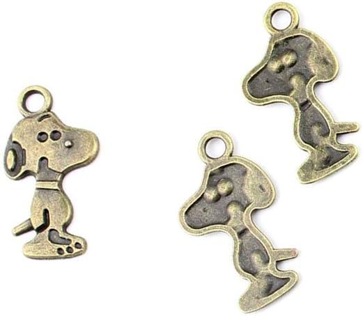 30 PCS Ancient Antique Bronze Fashion Jewelry Making Crafting Charms Findings Bulk for Bracelet Necklace Pendant Retro Accessoires Lots Vintage WGL01 Puppy Snoopy