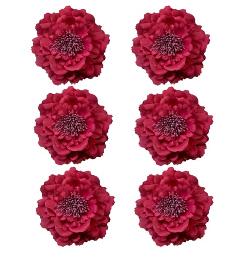 Set de 6 broches de flores peonía para cabello