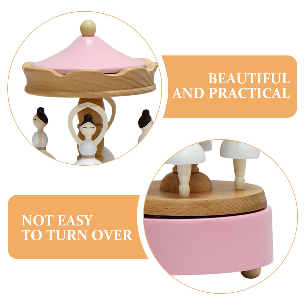 Lurrose Carillon Rotante in Legno Figurina Ballerina, Elegante Music Box per Regalo di Compleanno o Anniversario per Ragazze e Donne