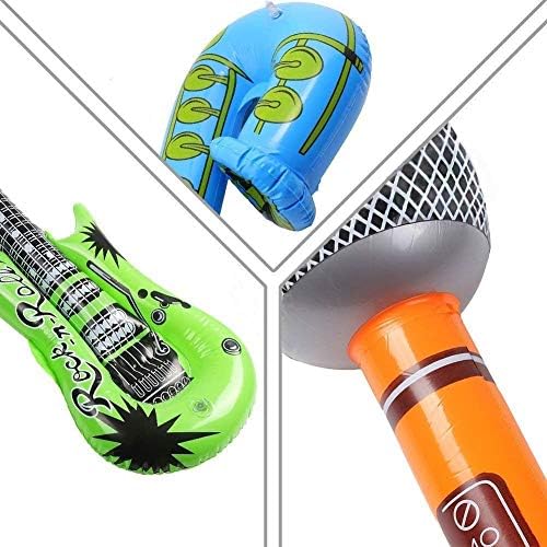 Jumbo Rock Star Inflatables Toys Set Photo Booth Props Guitar Saxophone Microphone Balloons Musical Instruments Party Supplies Party Favors Decorations Accessories Birthday Festival Carnival(12 PCS)