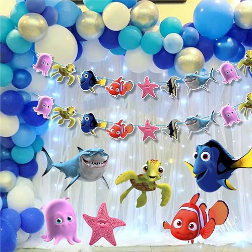 Findng Nmo Garland Decoration - Ocean Theme Party Decor | Underwater Celebration Garland | Fun Clownfish Hanging Decoration for Birthday Events