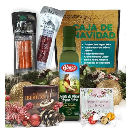 Cesta Navidad Gourmet S para Regalar | Perfecta para Regalos de Empresa | Aceite de Oliva Virgen Extra, Salchichón y Sobrasada Ibérica, Pate al PX y Crema Queso Floral