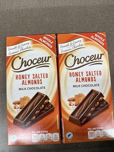 Choceur Honey Salted Almonds Milk Chocolate Bar 7.05 oz (Pack of 2) Limited Edition