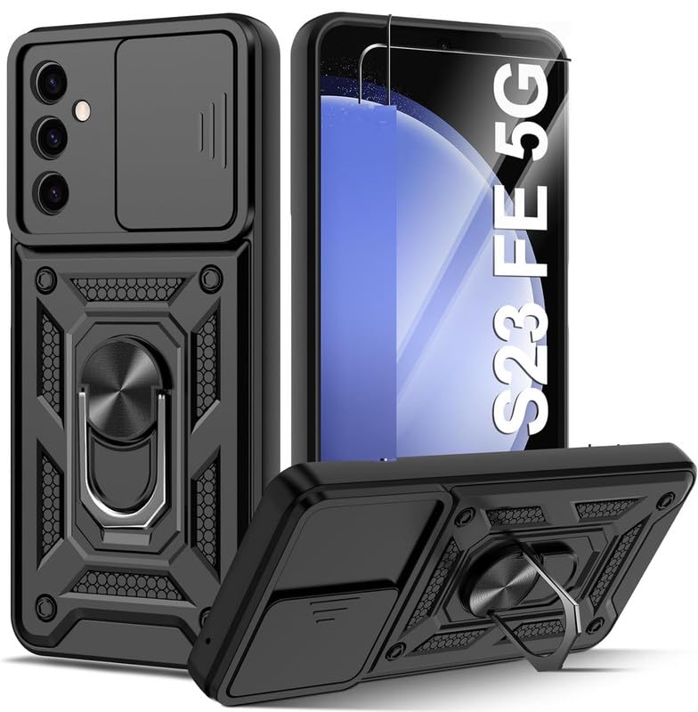Helix Shutter Case Cover for Samsung Galaxy S23 FE 5G, Robotic Sliding Camera Window Shockproof Ring Case, Heavy Duty Bumper Case with Kickstand for Samsung Galaxy S23 FE 5G - Black (B0CM243QWP) Amazon Price History, Amazon Price Tracker